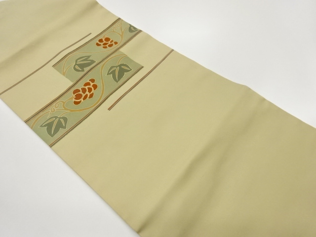 JAPANESE KIMONO / SHIOZE GOLD-DECORATED HORIZONTAL STRIPES / FLORAL AR